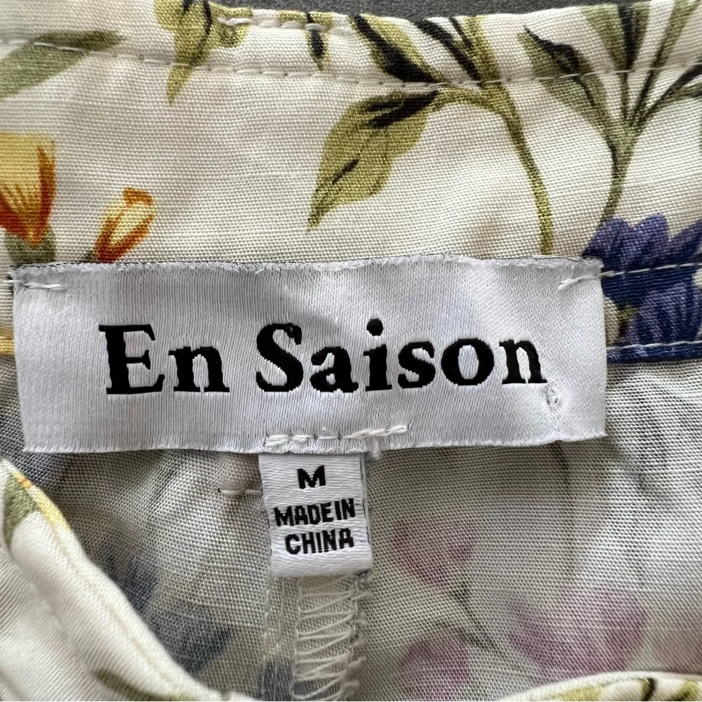 En Saison Valeria Trouser Floral Anthropologie Tencel Linen Blend Women’s Medium - Picture 6 of 8
